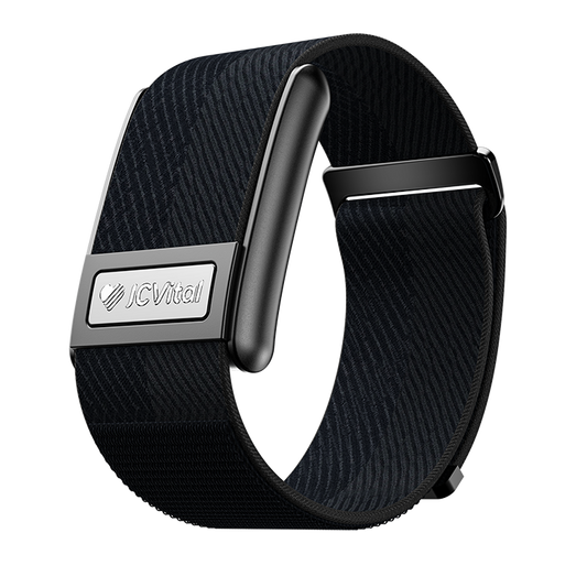 JCVital Pro V8 smart band on the wrist for blood pressure trend insights